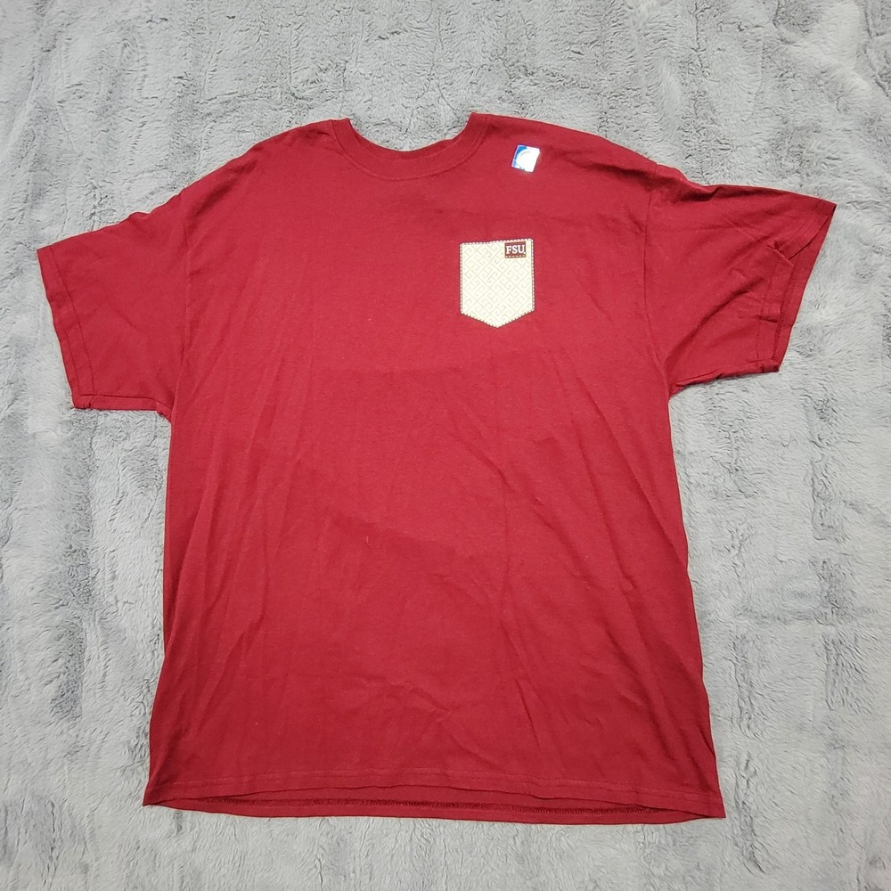 Florida State Seminoles Shirt Mens XL Red NCAA Football Gildan Pocket Tee